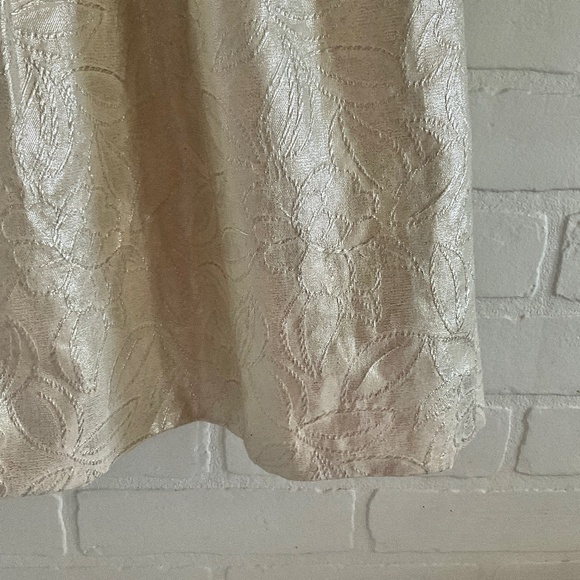 Zara Cream Metallic Shimmery Fairy Brocade Lined Pleated Skirt Pockets L - Picture 10 of 13